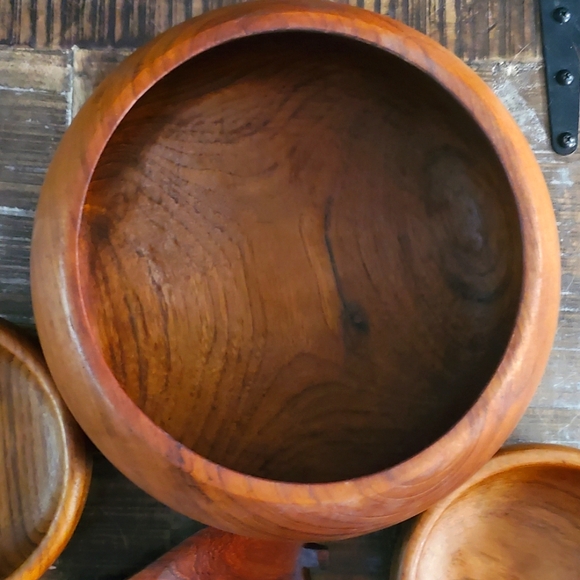 Vintage Wooden Salad Bowl Set - Picture 7 of 11